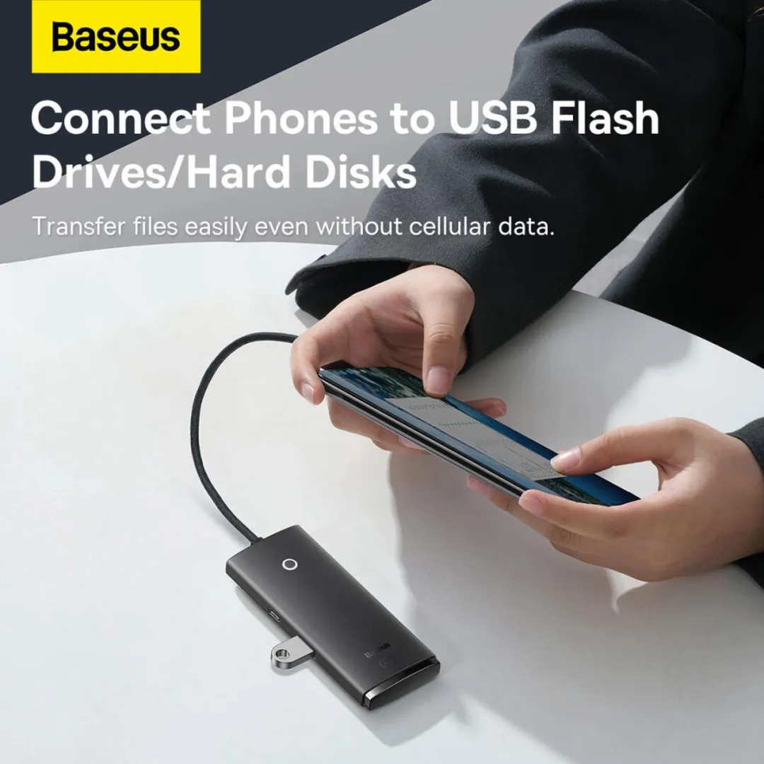 Baseus Lite Series HUB-adapter USB-C 4x USB 3.0 - 1m - Zwart