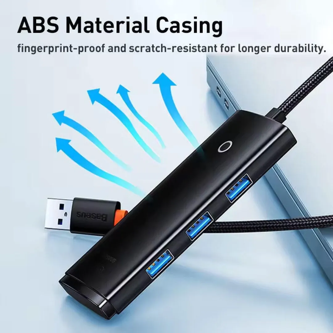 Baseus Lite Series HUB-adapter USB-C 4x USB 3.0 - 1m - Zwart