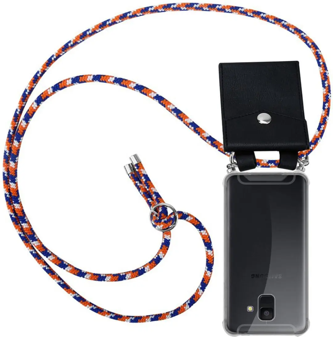 Cadorabo Hoesje geschikt voor Samsung Galaxy A6 2018 in ORANJE BLAUW WIT