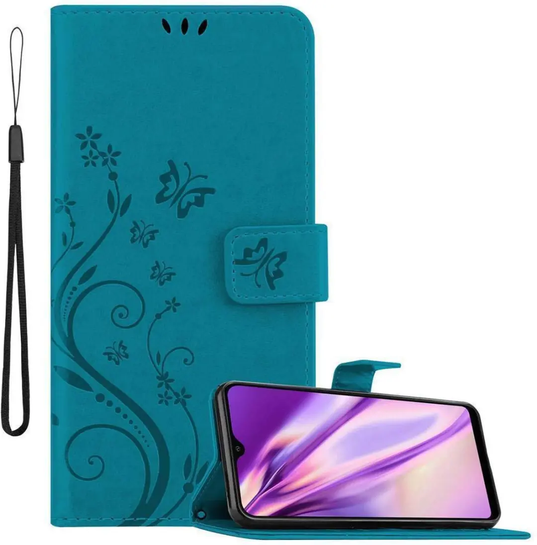 Cadorabo Hoesje geschikt voor Samsung Galaxy A10 / M10 in BLOEMEN BLAUW