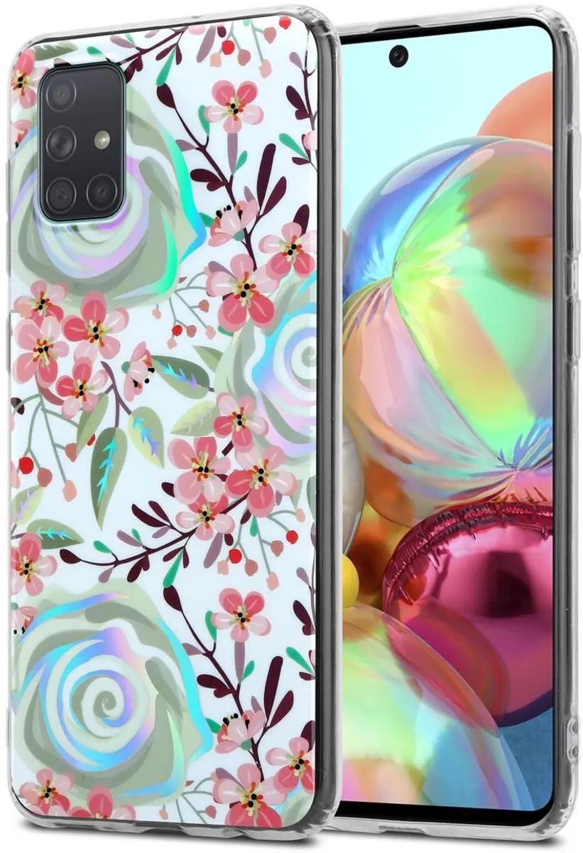 Cadorabo Hoesje geschikt voor Samsung Galaxy A71 4G in PERZIK BLOESEMS
