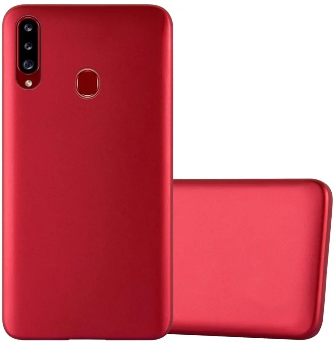 Cadorabo Hoesje geschikt voor Samsung Galaxy A20s in METALLIC ROOD