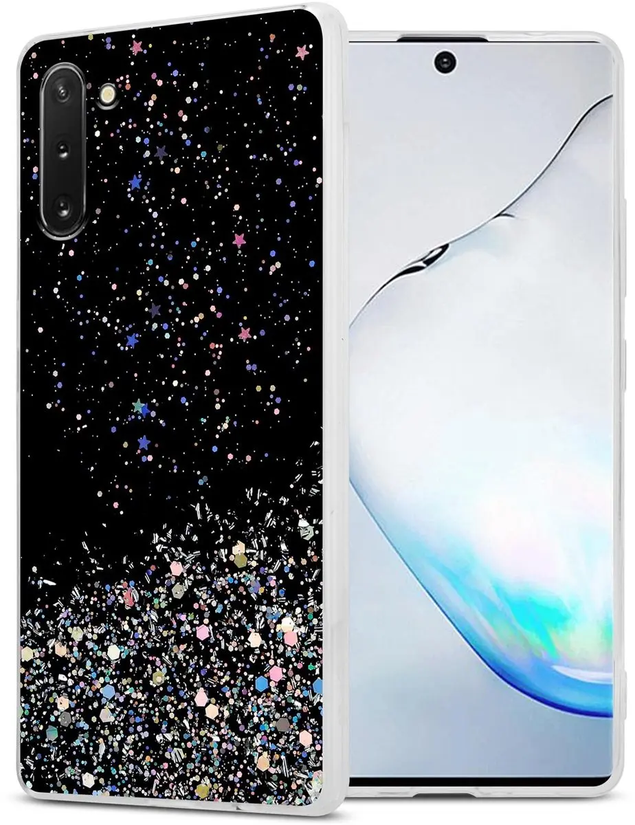 Cadorabo Hoesje geschikt voor Samsung Galaxy NOTE 10 in Zwart met Glitter