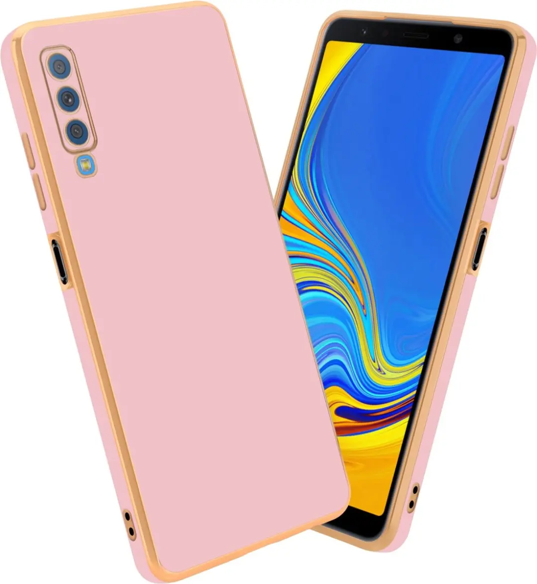 Cadorabo Hoesje geschikt voor Samsung Galaxy A7 2018 in Glossy Roze
