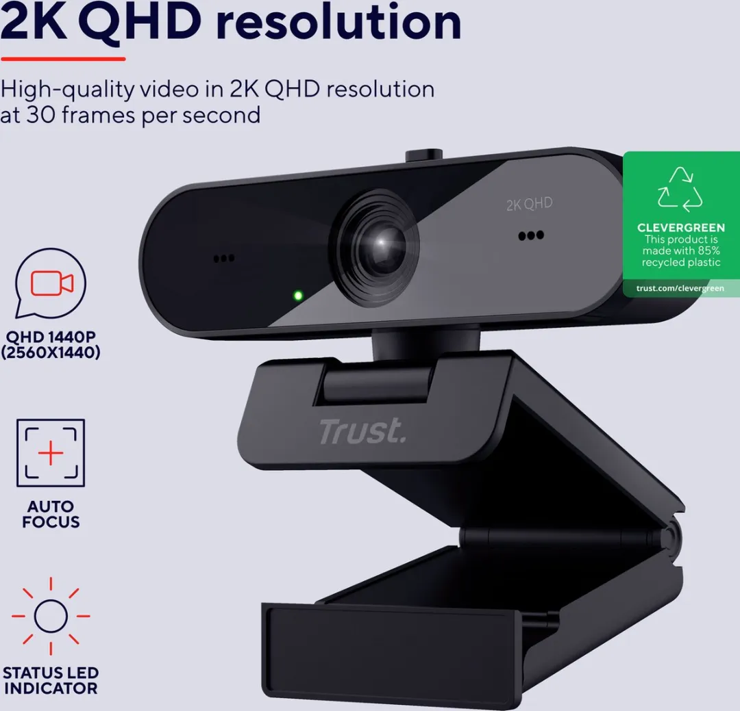 Trust Taxon 24732 Webcam - QHD - Zwart