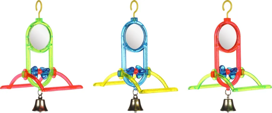 Flamingo Vogelspeelgoed Spiegel met Bel - Multicolor