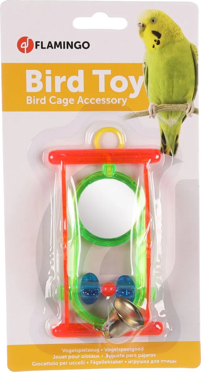 Flamingo Vogelspeelgoed Spiegel met Bel - Multicolor
