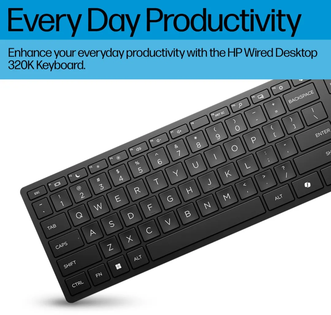 HP 320K Toetsenbord - Qwerty EU Layout - Zwart