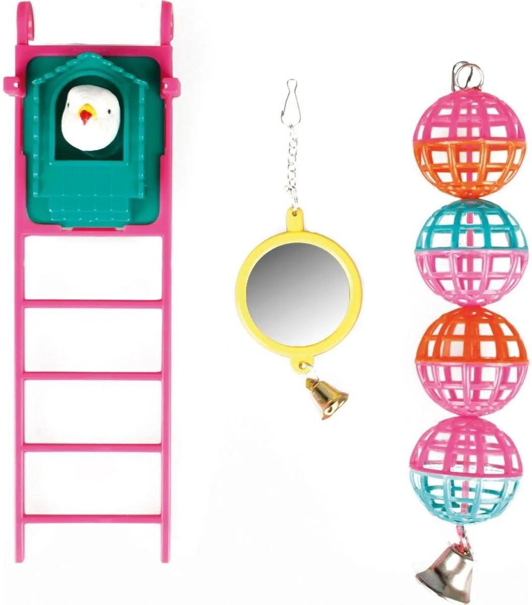 Flamingo Vogelspeelgoed Kooihanger - 3 Stuks - 20 cm