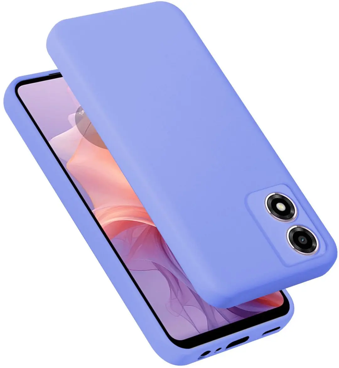 Cadorabo Hoesje geschikt voor Motorola Moto E14 in LIQUID LICHT PAARS
