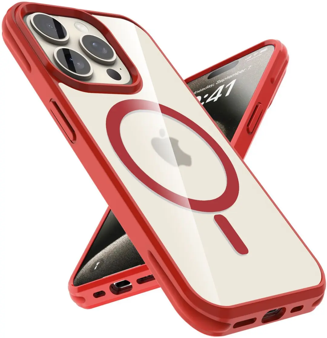 Hoesje geschikt voor iPhone 15 PRO in Rood Case geschikt voor Magsafe