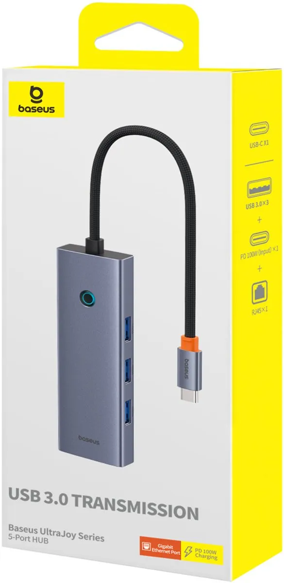 Baseus UltraJoy 5-in-1 USB-C Hub 100W - Space Grey