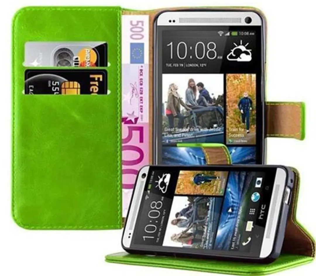 Cadorabo Hoesje geschikt voor HTC ONE M7 in GRAS GROEN