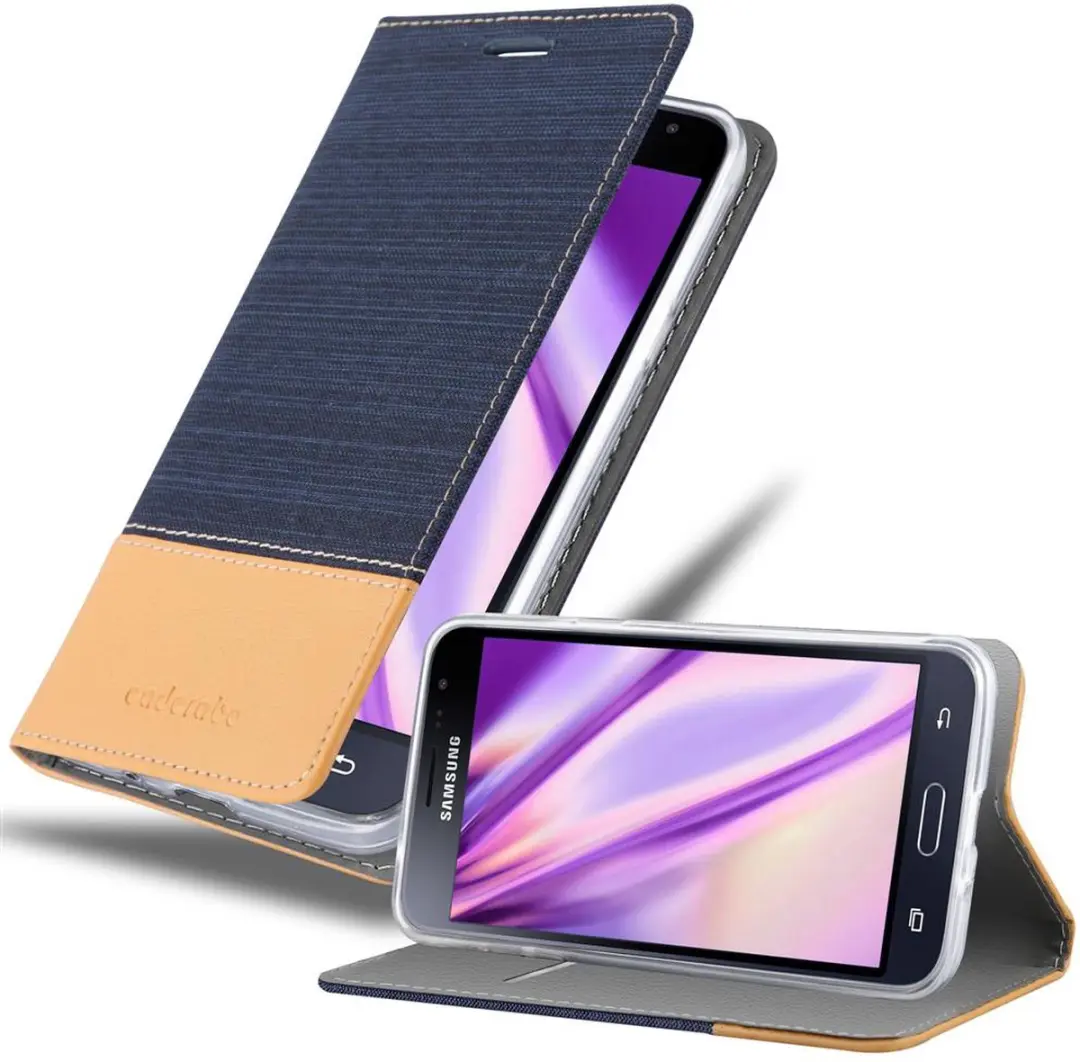 Cadorabo Hoesje geschikt voor Samsung Galaxy J3 2016 in DONKERBLAUW BRUIN