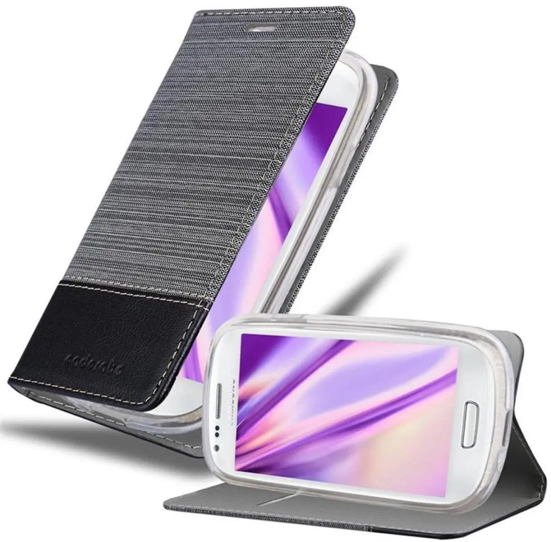 Cadorabo Hoesje geschikt voor Samsung Galaxy S3 MINI in GRIJS ZWART
