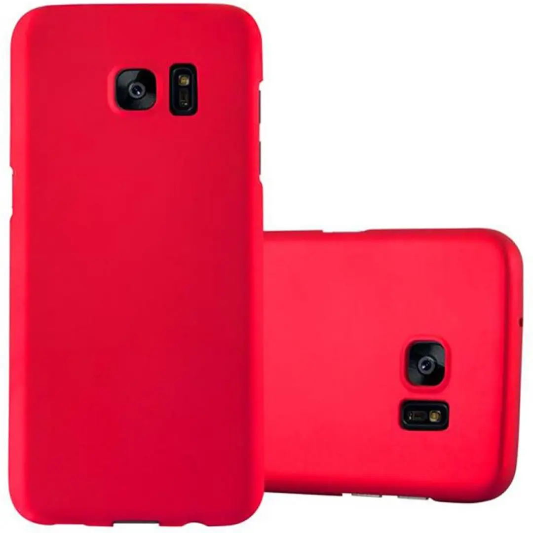 Cadorabo Hoesje geschikt voor Samsung Galaxy S7 EDGE in METAAL ROOD