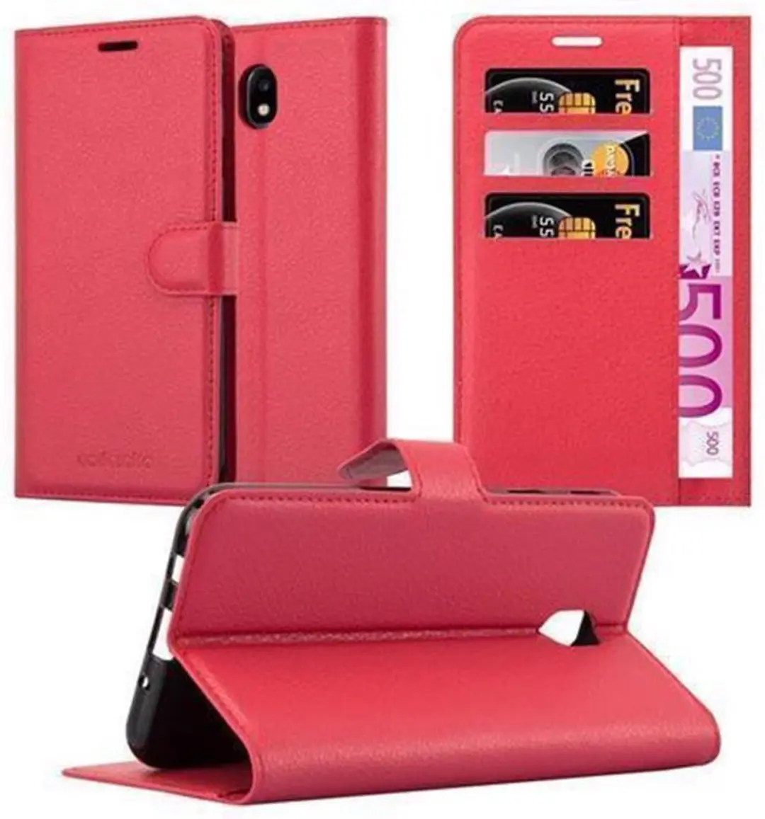 Cadorabo Hoesje geschikt voor Samsung Galaxy J7 2017 in KARMIJN ROOD