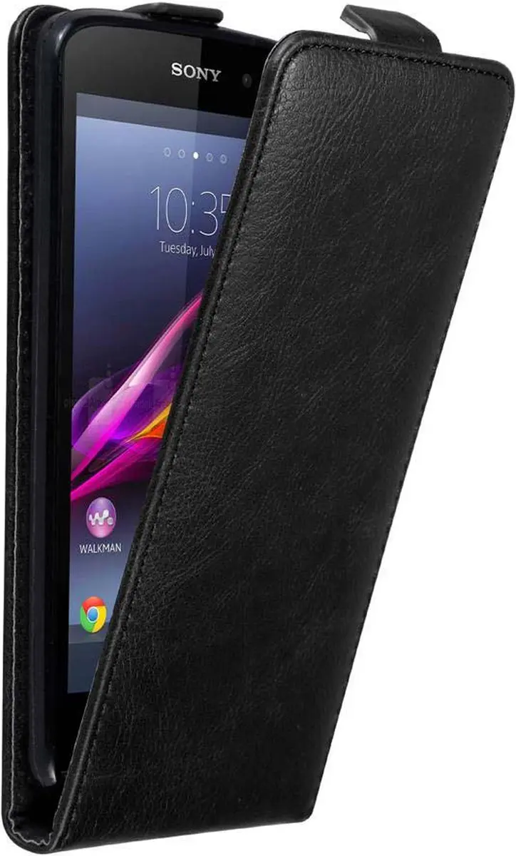 Cadorabo Hoesje geschikt voor Sony Xperia Z1 in ZWARTE NACHT