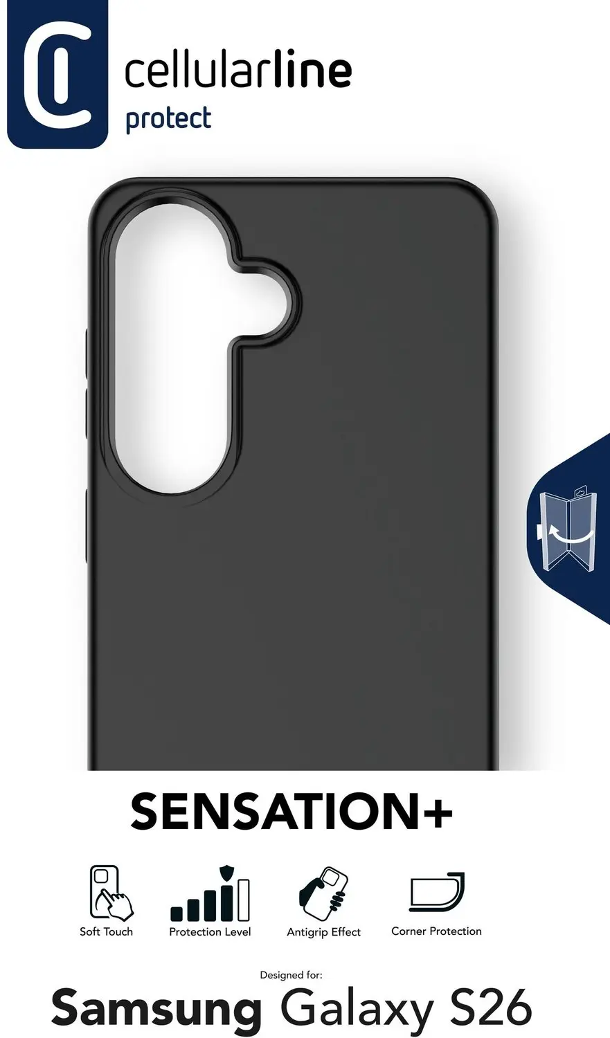 Cellularline Sensation+ Hoesje Galaxy S26 - Zwart - afbeelding 5 van 6