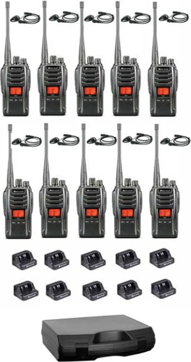 Set van 10 Midland G13 PRO UHF PMR446 / LPD69 robuuste Portofoons met D-shape oo