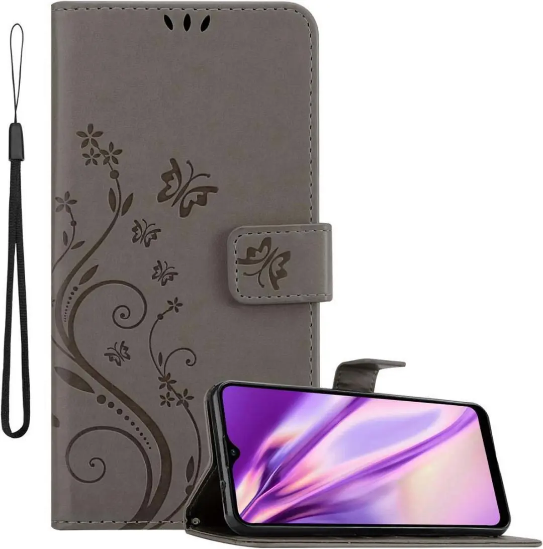 Cadorabo Hoesje geschikt voor Samsung Galaxy A20s in BLOEMEN GRIJS