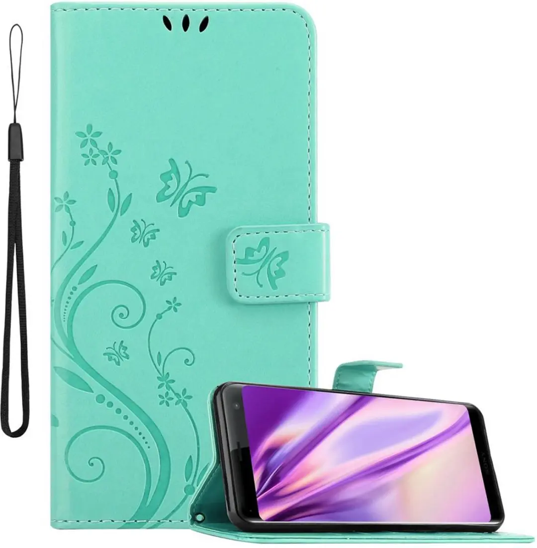 Cadorabo Hoesje geschikt voor Sony Xperia XZ3 in BLOEMEN TURKOOIS