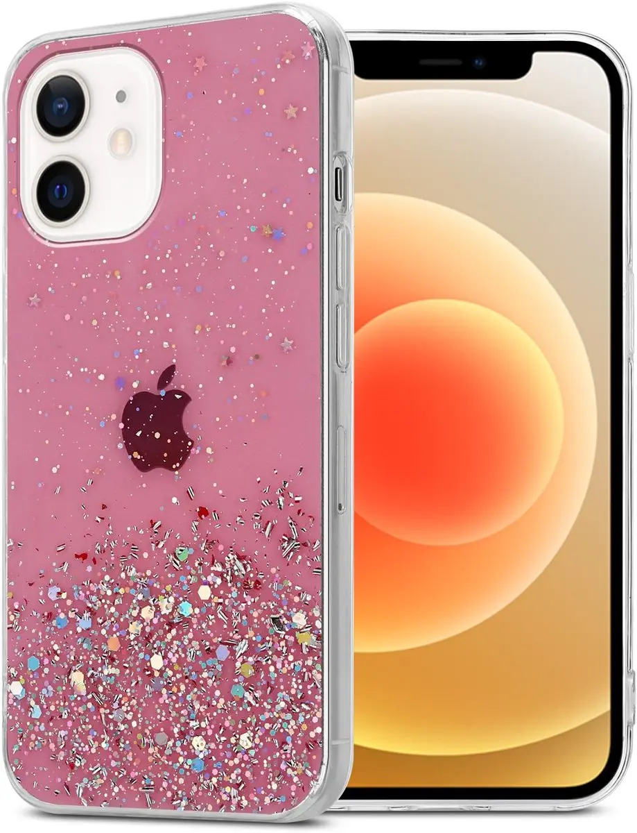 Cadorabo Hoesje geschikt voor Apple iPhone 12 MINI in Roze met Glitter