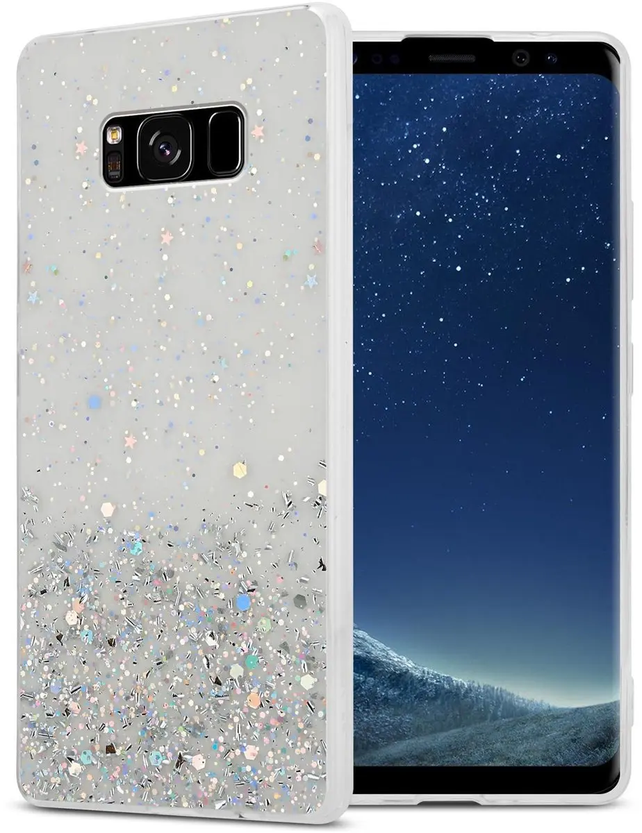 Cadorabo Hoesje geschikt voor Samsung Galaxy S8 PLUS in Transparant met Glitter