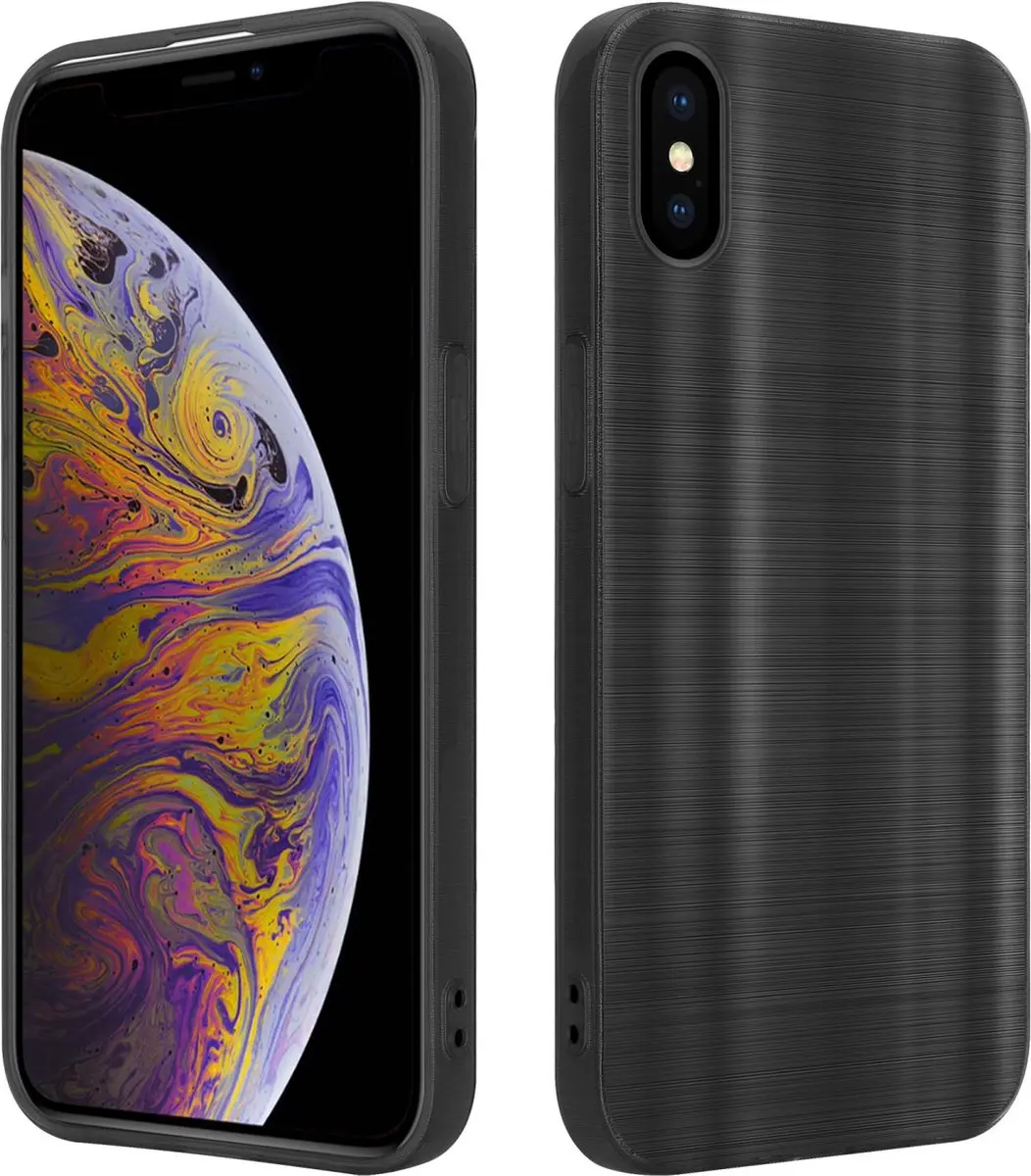 Cadorabo Hoesje geschikt voor Apple iPhone XS MAX in Brushed Zwart