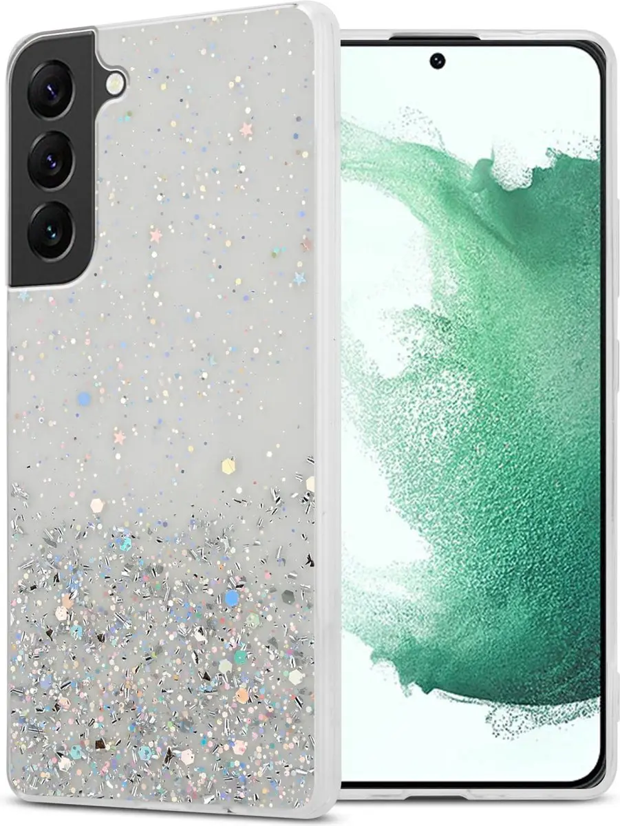 Cadorabo Hoesje geschikt voor Samsung Galaxy S22 PLUS in Transparant met Glitter