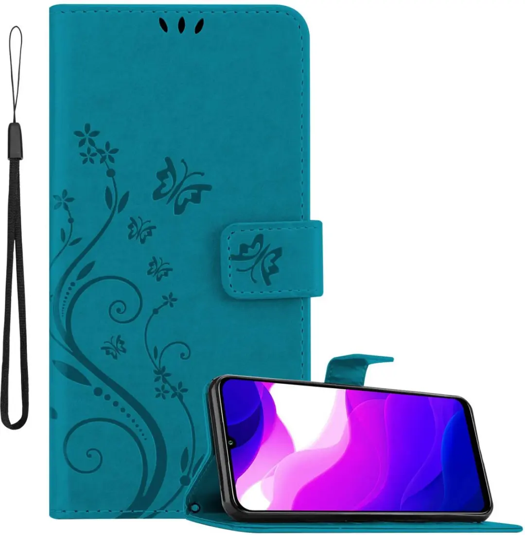 Cadorabo Hoesje geschikt voor Xiaomi Mi 10 LITE in BLOEMEN BLAUW