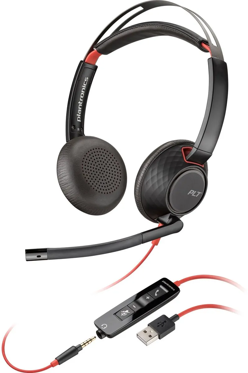 HP Poly 5220 Stereo USB-A VoIP-koptelefoon - Zwart