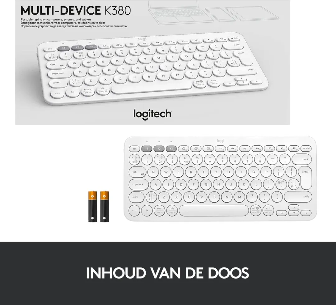 Logitech K380 Draadloos Bluetooth Toetsenbord - Wit