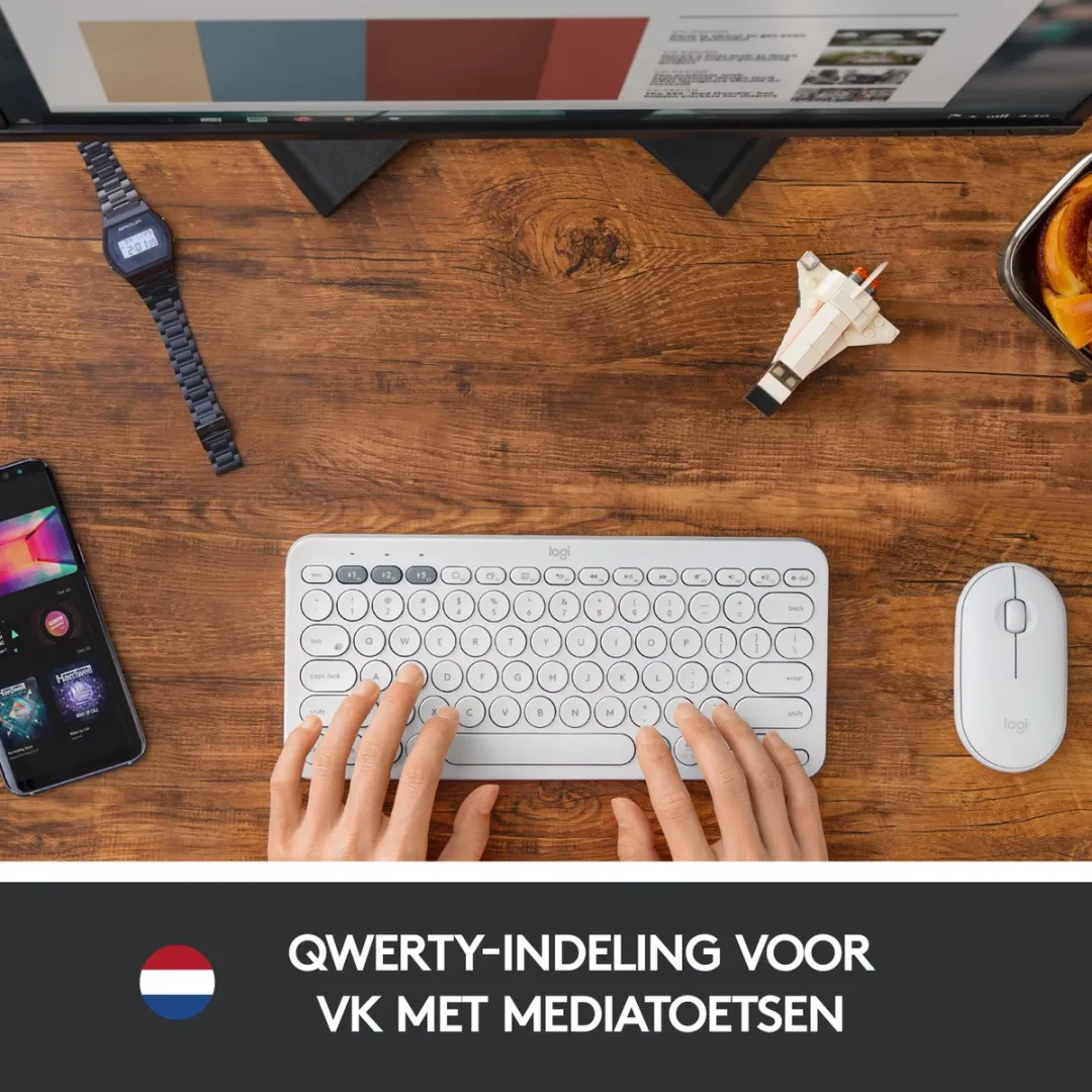 Logitech K380 Draadloos Bluetooth Toetsenbord - Wit