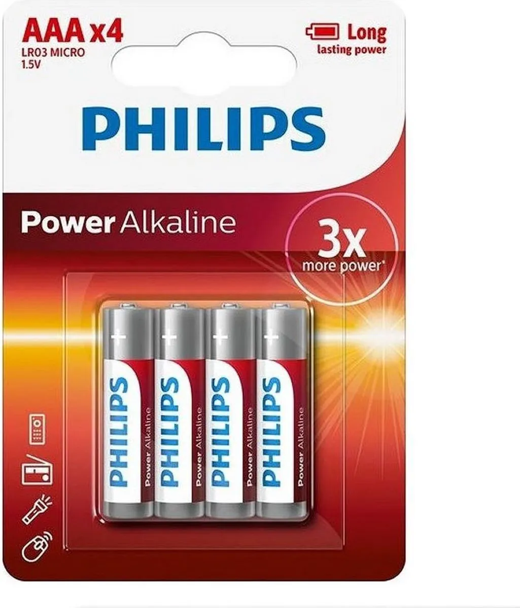 Philips Power Alkaline - AAA Batterijen - 4 stuks