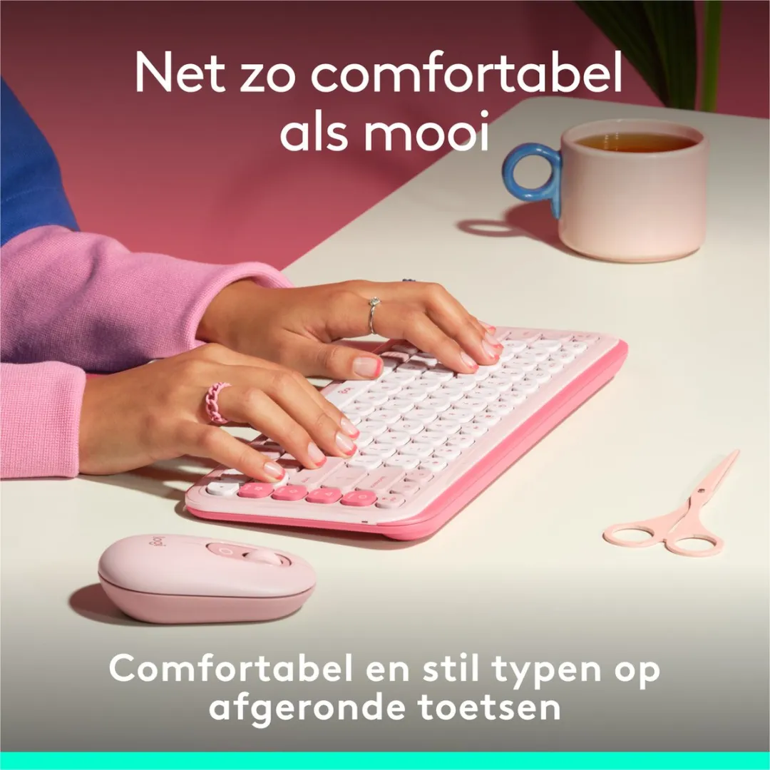 Logitech POP Icon Keys Draadloos Toetsenbord - QWERTY US - Roze