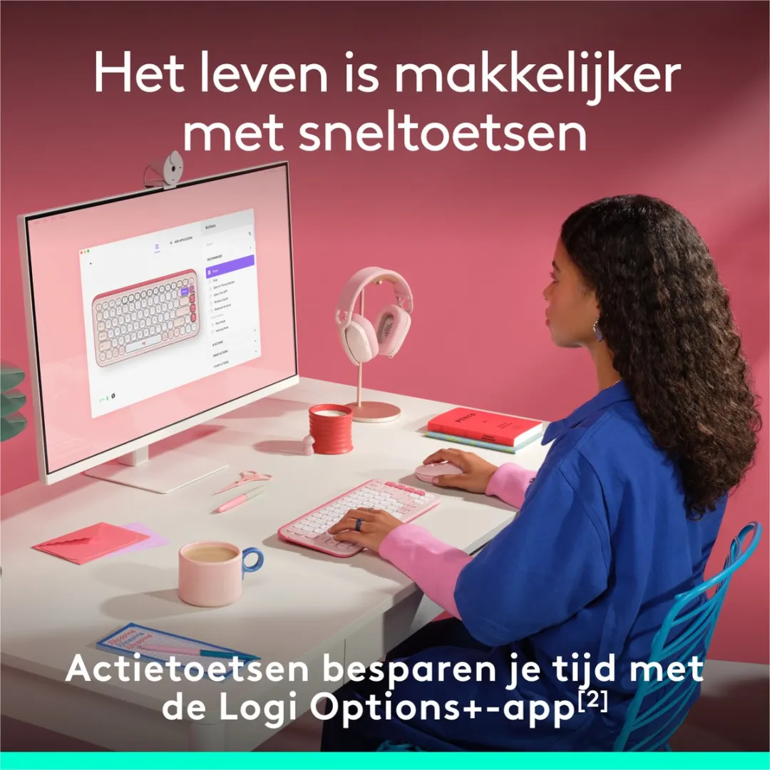 Logitech POP Icon Keys Draadloos Toetsenbord - QWERTY US - Roze