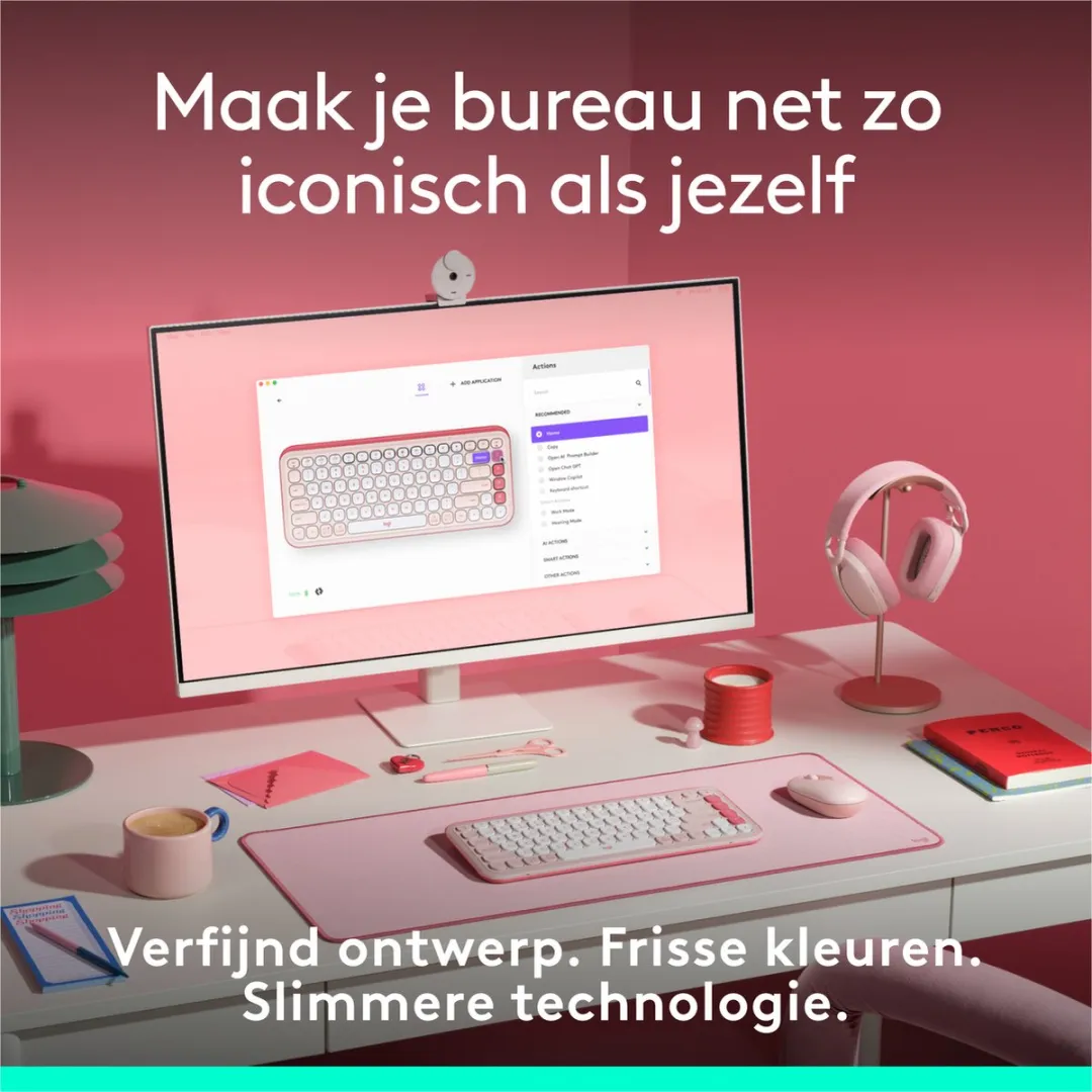 Logitech POP Icon Keys Draadloos Toetsenbord - QWERTY US - Roze