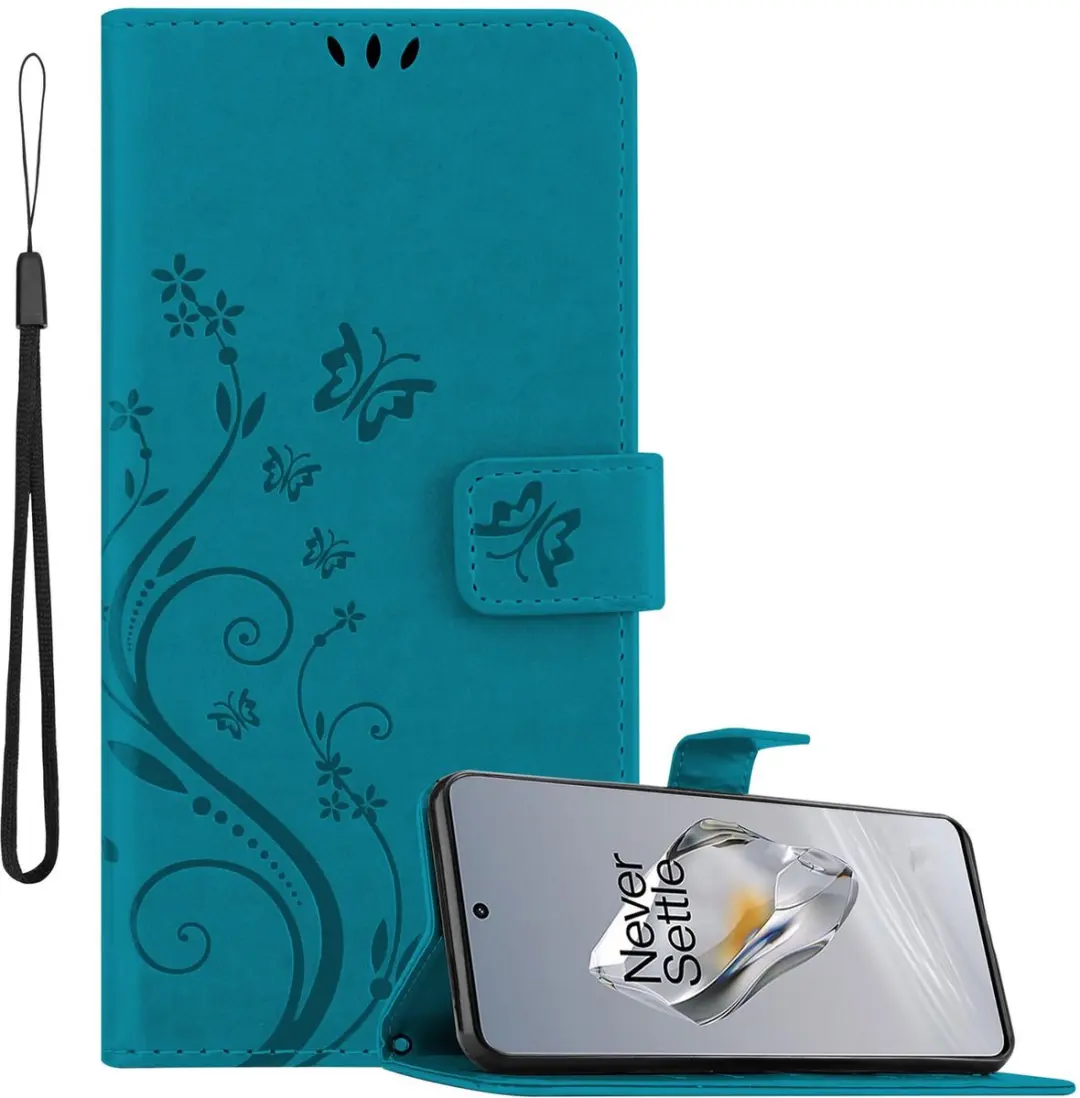 Cadorabo Hoesje geschikt voor OnePlus 12 in BLOEMEN BLAUW