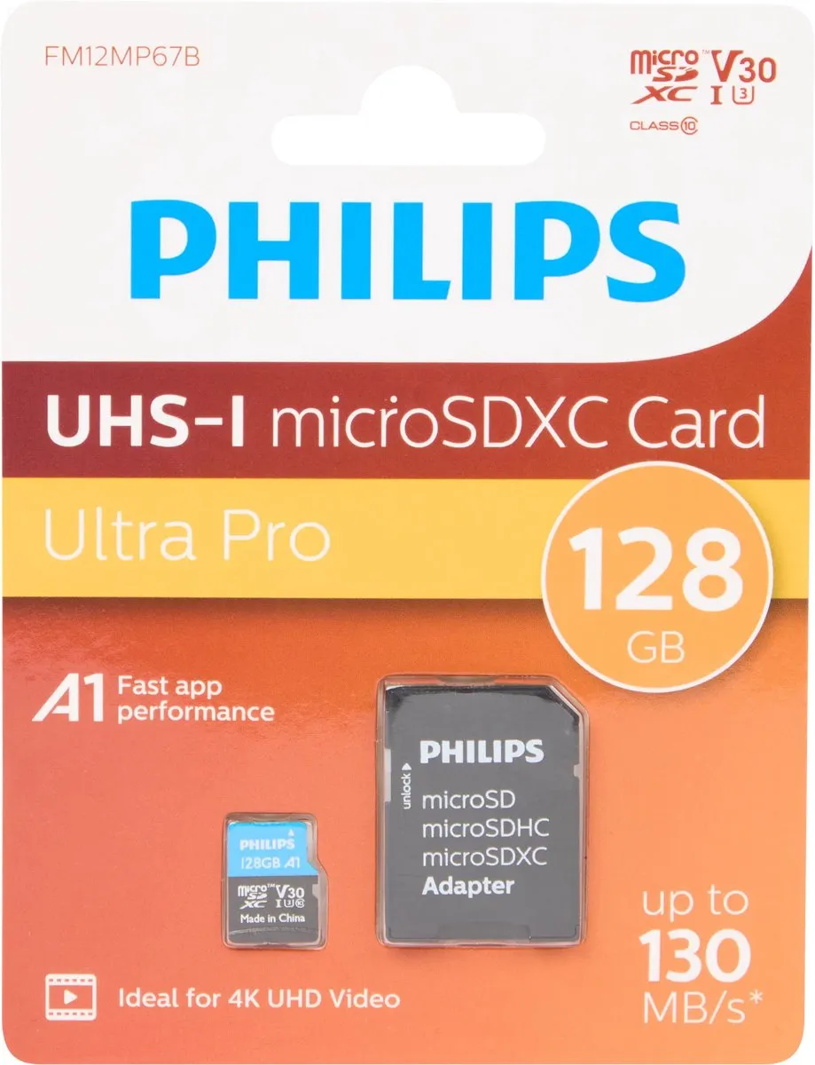 Philips microSD-kaart 128 GB Ulta Pro - UHS-I microSDXC