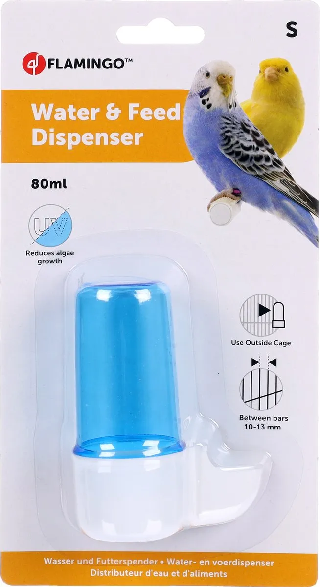 Flamingo Gisa Neri Vogel Drink- en Voederfontein - Blauw/wit - 80ml