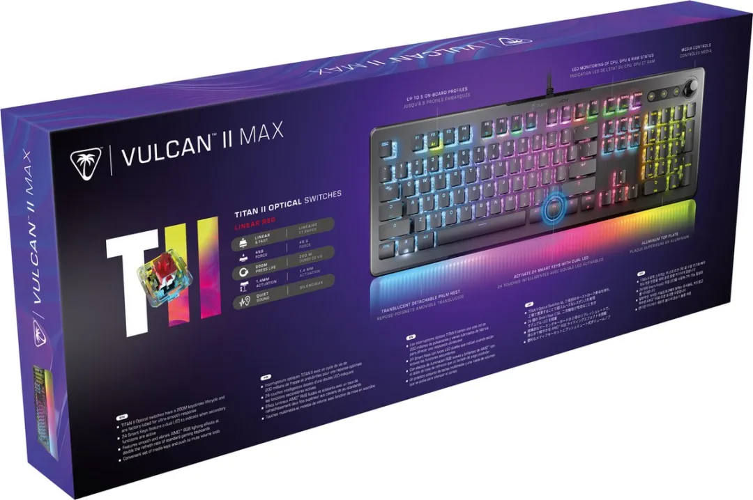 Turtle Beach® Vulcan II Max – optisch-mechanisch gamingtoetsenbord voor PC - Zwart - QWERTY