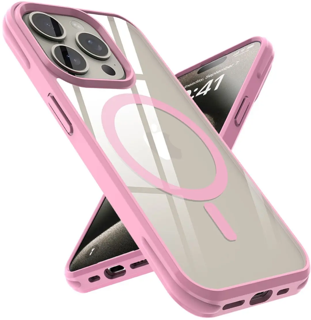 Hoesje geschikt voor iPhone 15 PRO in Roze geschikt voor Magsafe
