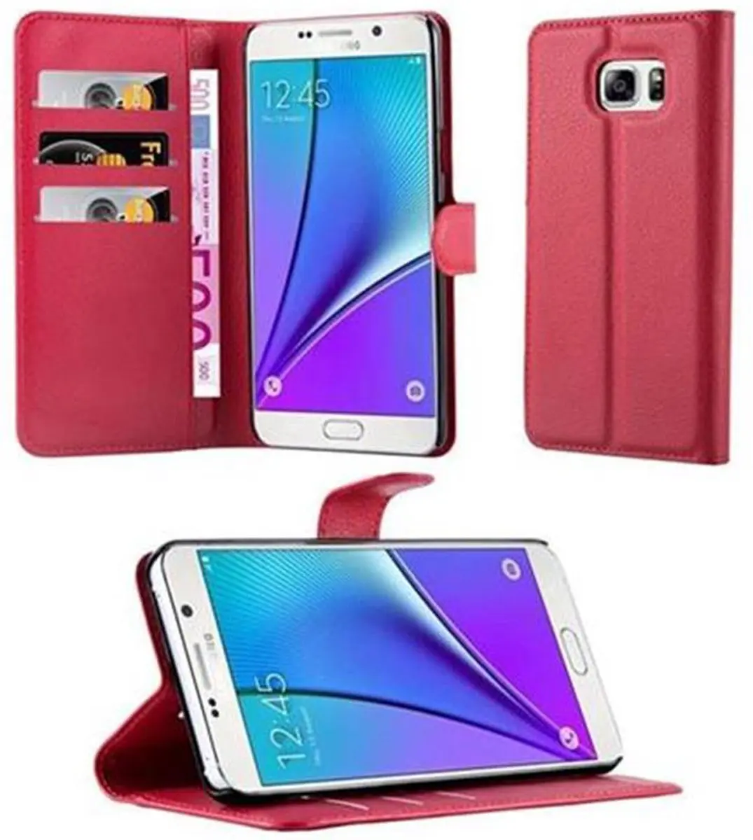 Cadorabo Hoesje geschikt voor Samsung Galaxy NOTE 5 in KARMIJN ROOD