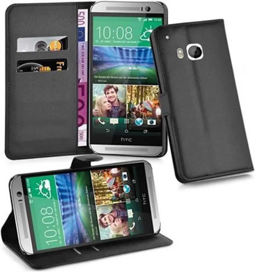 Cadorabo Hoesje geschikt voor HTC ONE M9 in PHANTOM ZWART