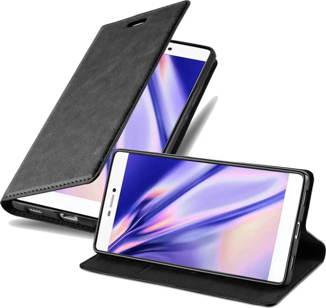 Cadorabo Hoesje geschikt voor Huawei P8 in ZWARTE NACHT