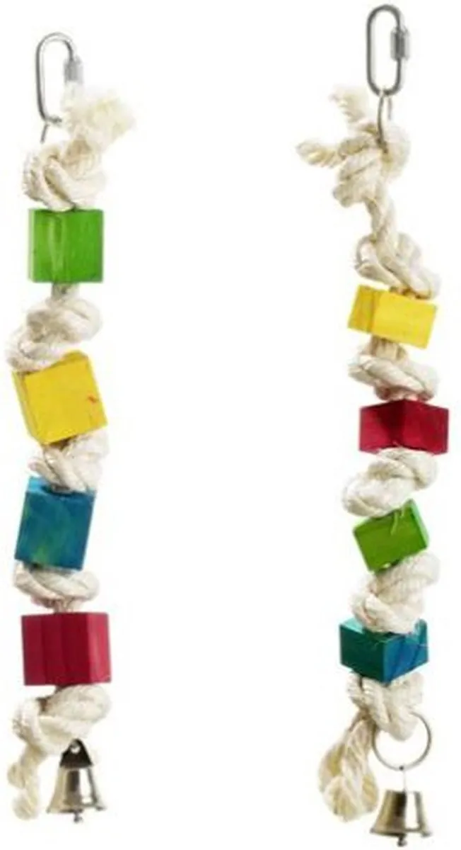 Flamingo Vogelspeelgoed Houten Speeltouw Multicolor