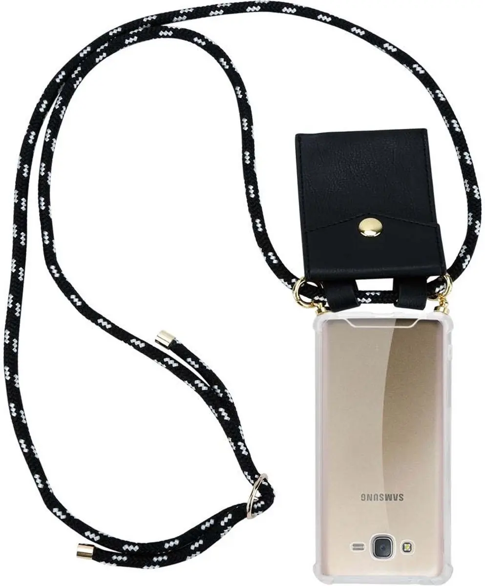 Cadorabo Hoesje geschikt voor Samsung Galaxy J7 2015 in ZWART ZILVER
