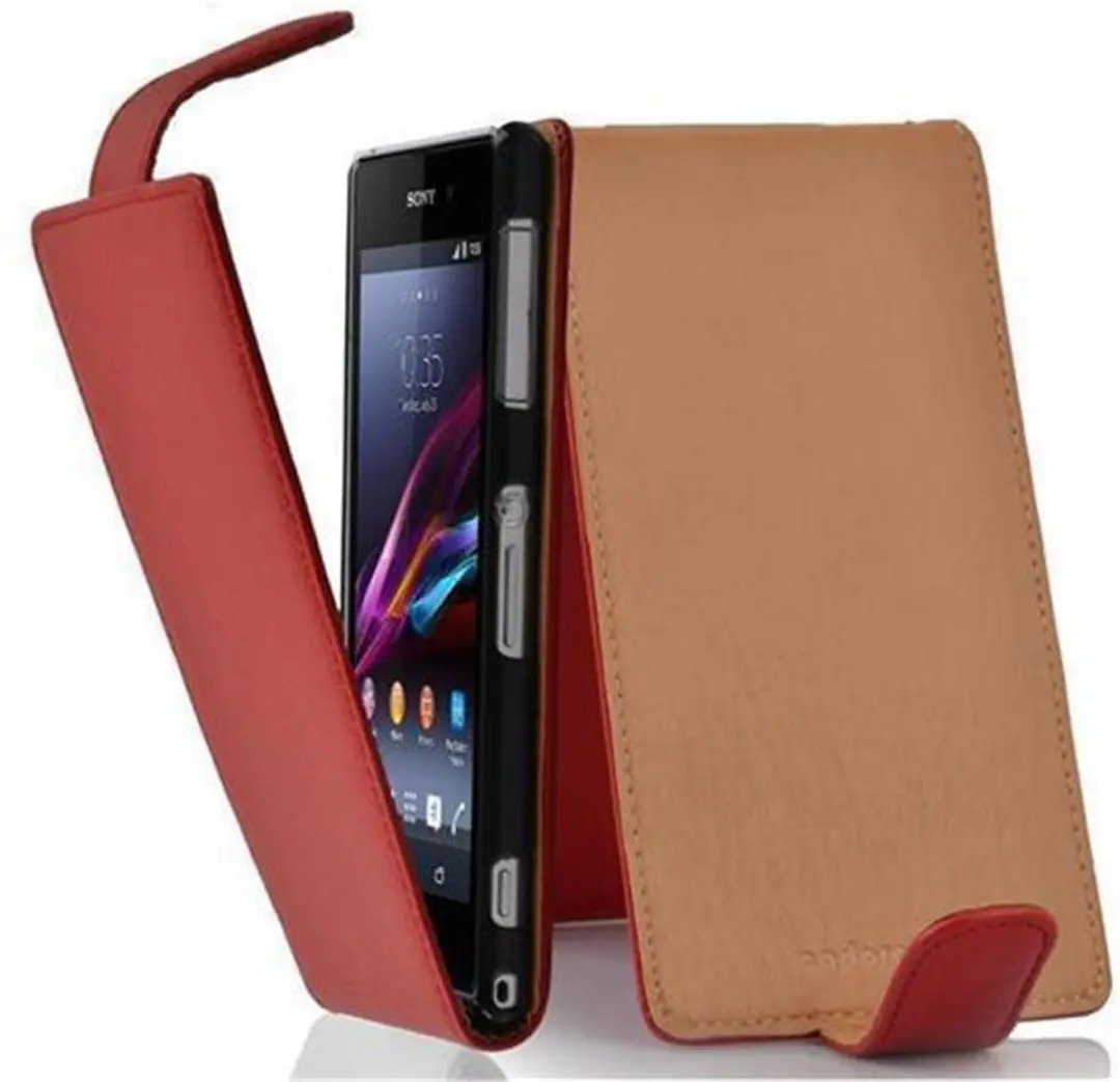 Cadorabo Hoesje geschikt voor Sony Xperia Z1 in INFERNO ROOD