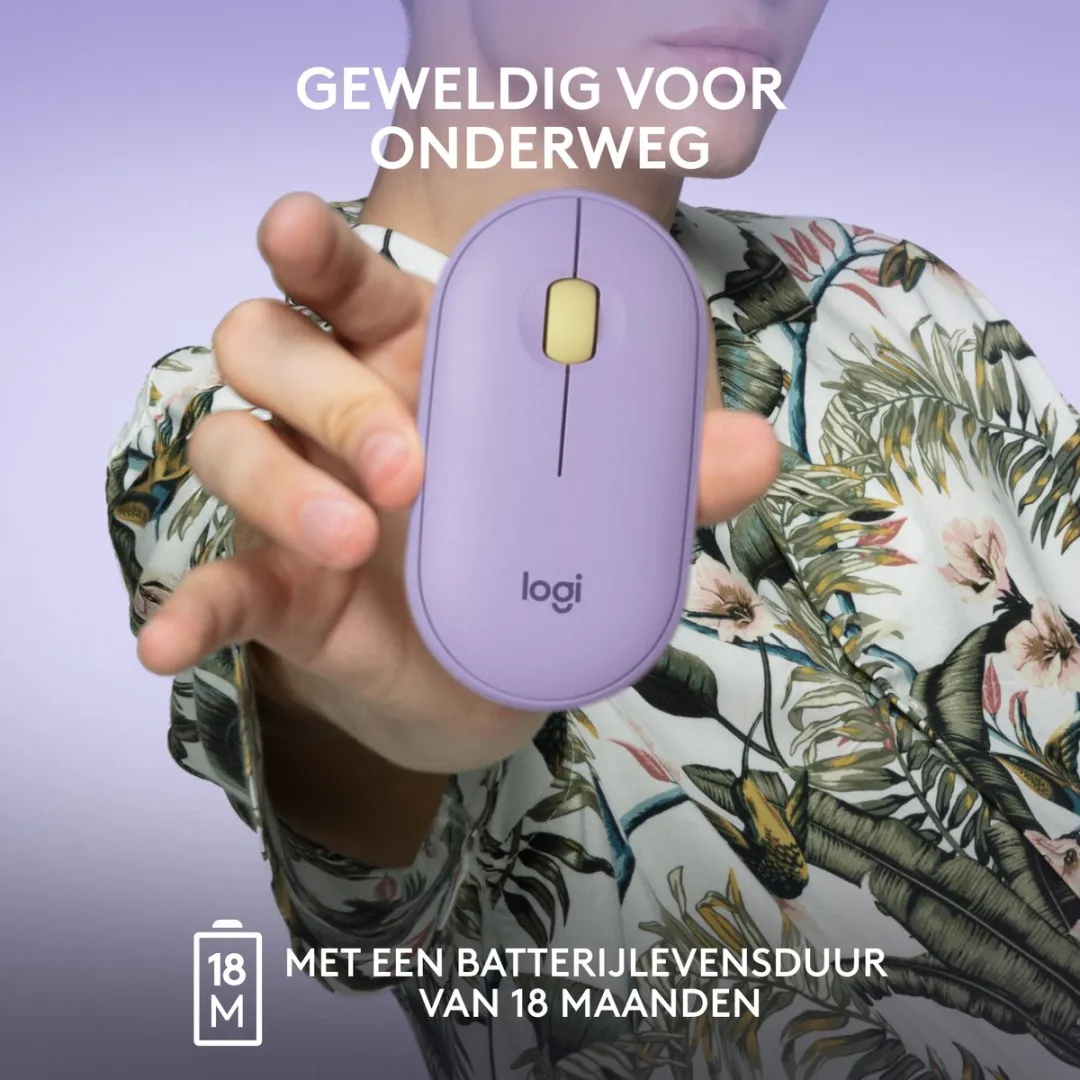 Logitech Pebble M350 Draadloze Muis - Paars